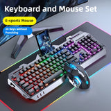 Gaming Wired Keyboard Mouse Combos Set Rainbow Glow Backlight 104 Keys Metal Panel Mechanical Feel Keyboard for Laptop Desktop