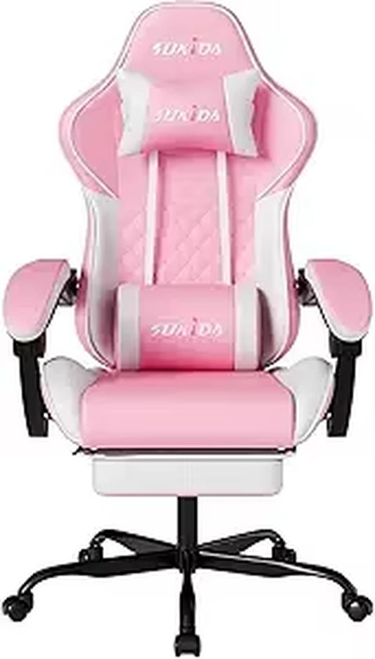 Ergonomic Gaming Chairs with Massage Lumbar Support, Swivel, Height Adjustable, and Headrest for Adults Comfort Gaming