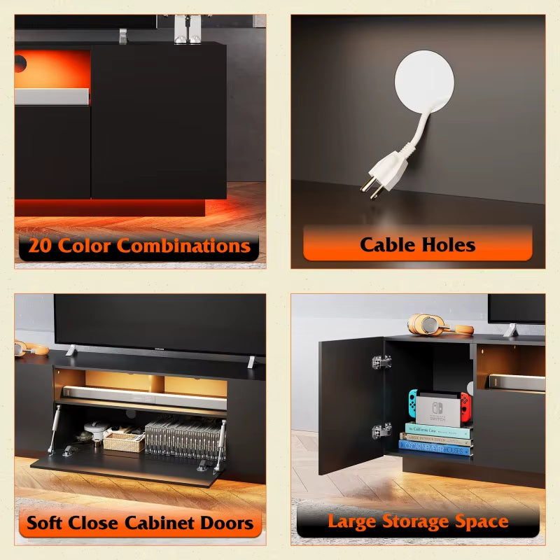 TV Stand for 65 Inch TV Entertainment Center with Storage Cabinet Modern TV Console for Living Room with Ample Storage