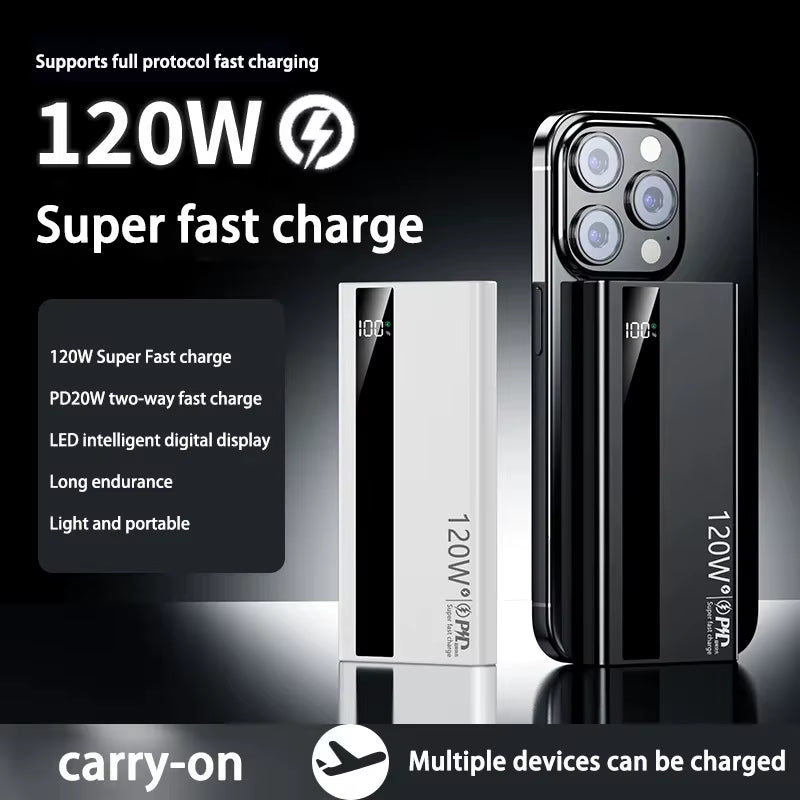 500000Mah Power Bank 120W Fast Charging Large Capacity Power Bank PD 20W Suitable for All Mobile Phones Long Endurance
