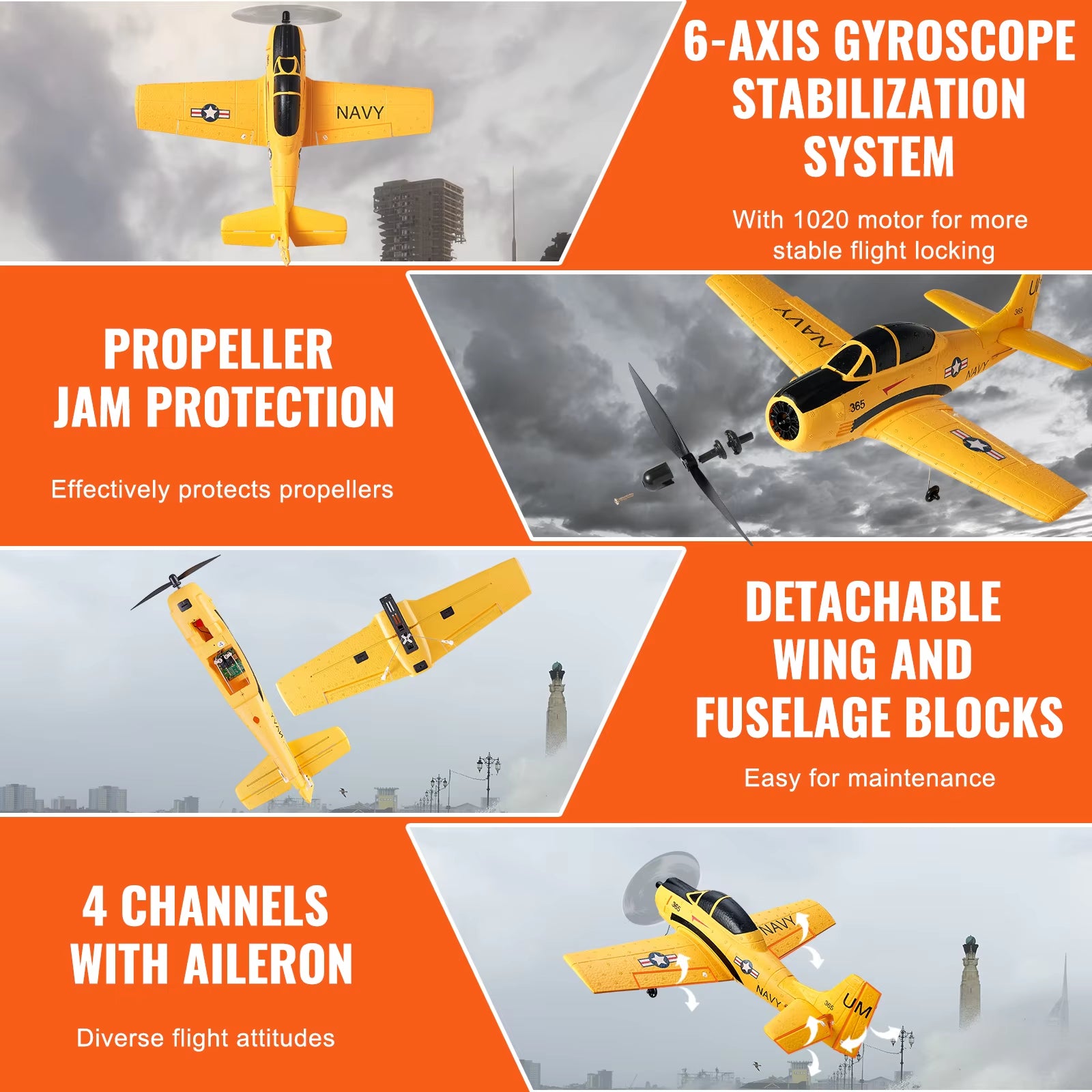 RC Plane 2.4G 4CH Remote Control Airplane with 6-Axis Gyro Stabilizer Aircraft Toy RC Glider for Kids Beginners Gifts