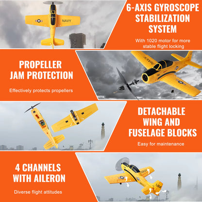 RC Plane 2.4G 4CH Remote Control Airplane with 6-Axis Gyro Stabilizer Aircraft Toy RC Glider for Kids Beginners Gifts