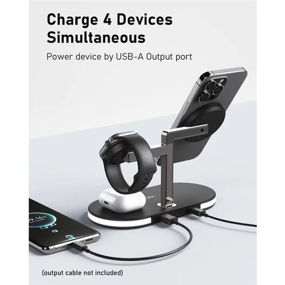 Wireless Charger Stand 4 in 1 Aluminum Alloy Magnetic Wireless Charger Stand