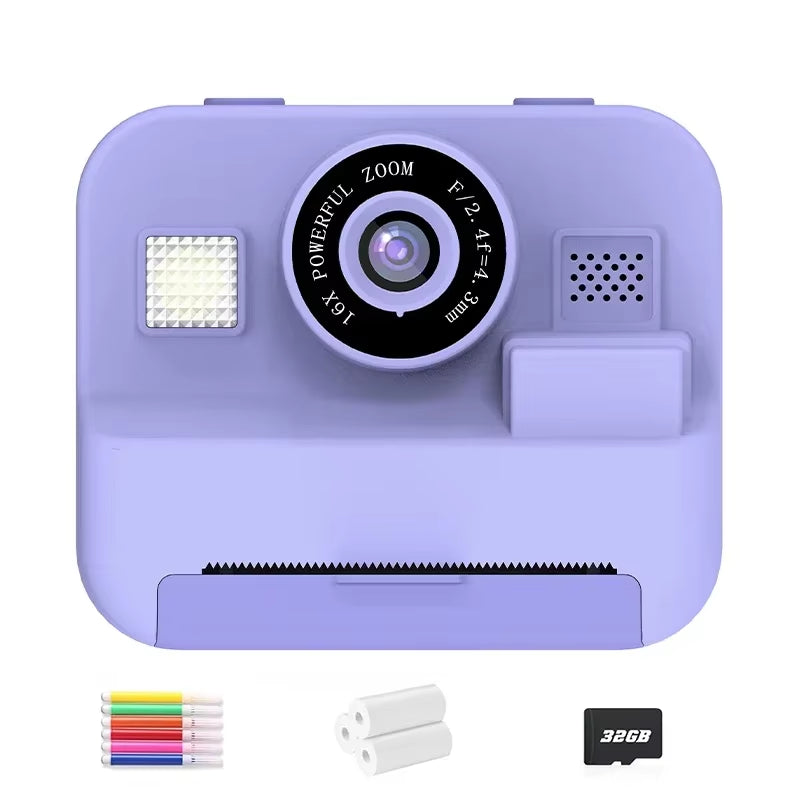 Children'S Digital Instant Print Camera - Educational Thermal Instant Print Camera with 32G Card and 1080P Video Functionality