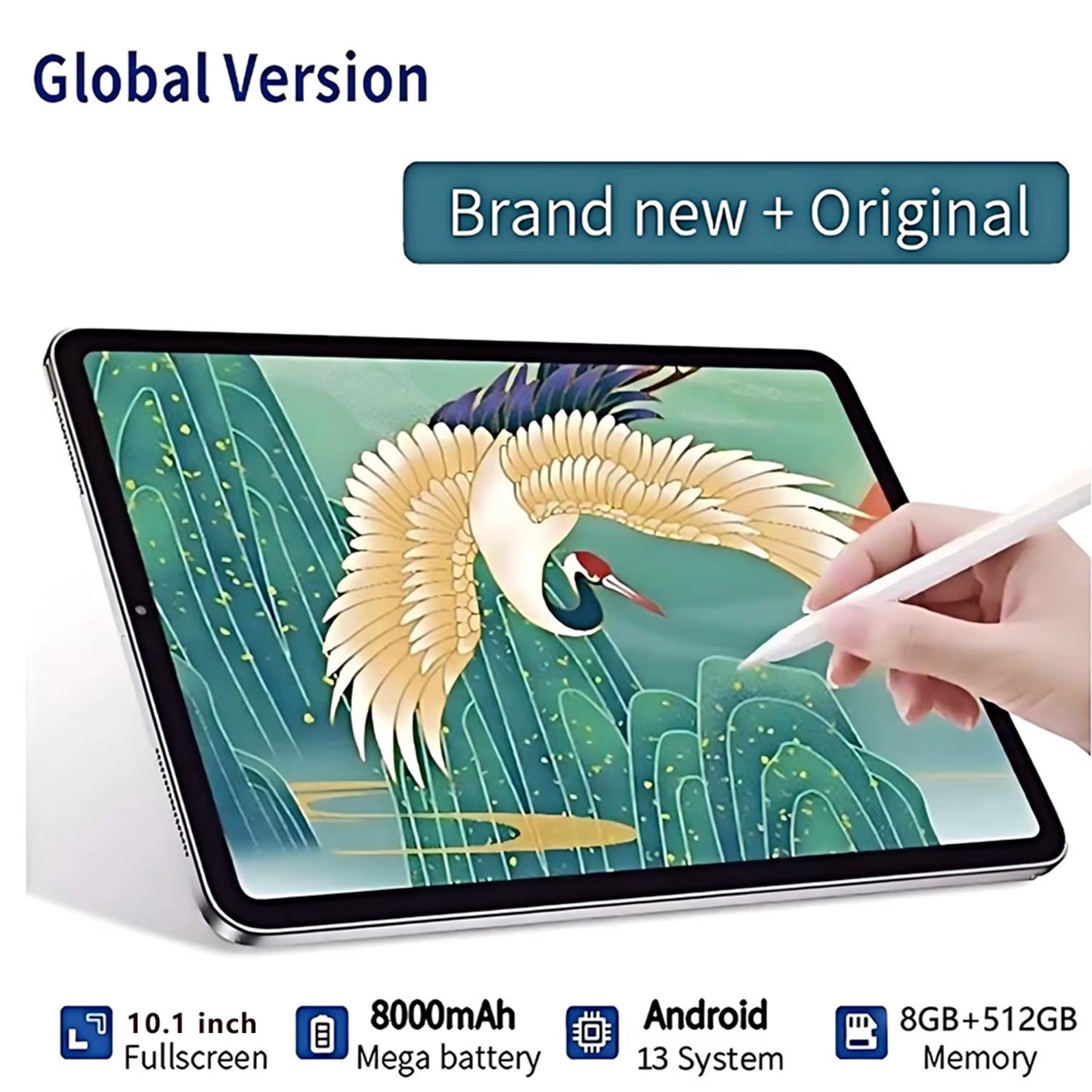2025 New Google 5G Pad 10.1 Inch Tablets 2K HD Display Octa Core 8GB RAM 512GB ROM Dual SIM Cards Wifi Android Tablet PC 8000Mah