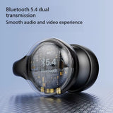 New Mirror Surface Digital Display Soft Silicone Ear Clip Wireless Bluetooth Earphones with Noise Reduction, High-Definition Sound, Lossless for Sports
