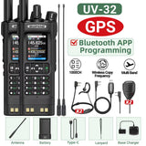UV-32 GPS Walkie Talkie 10W Long Range Multi Band Bluetooth APP Programming Wireless Copy Frequency Type-C Two Way Radio