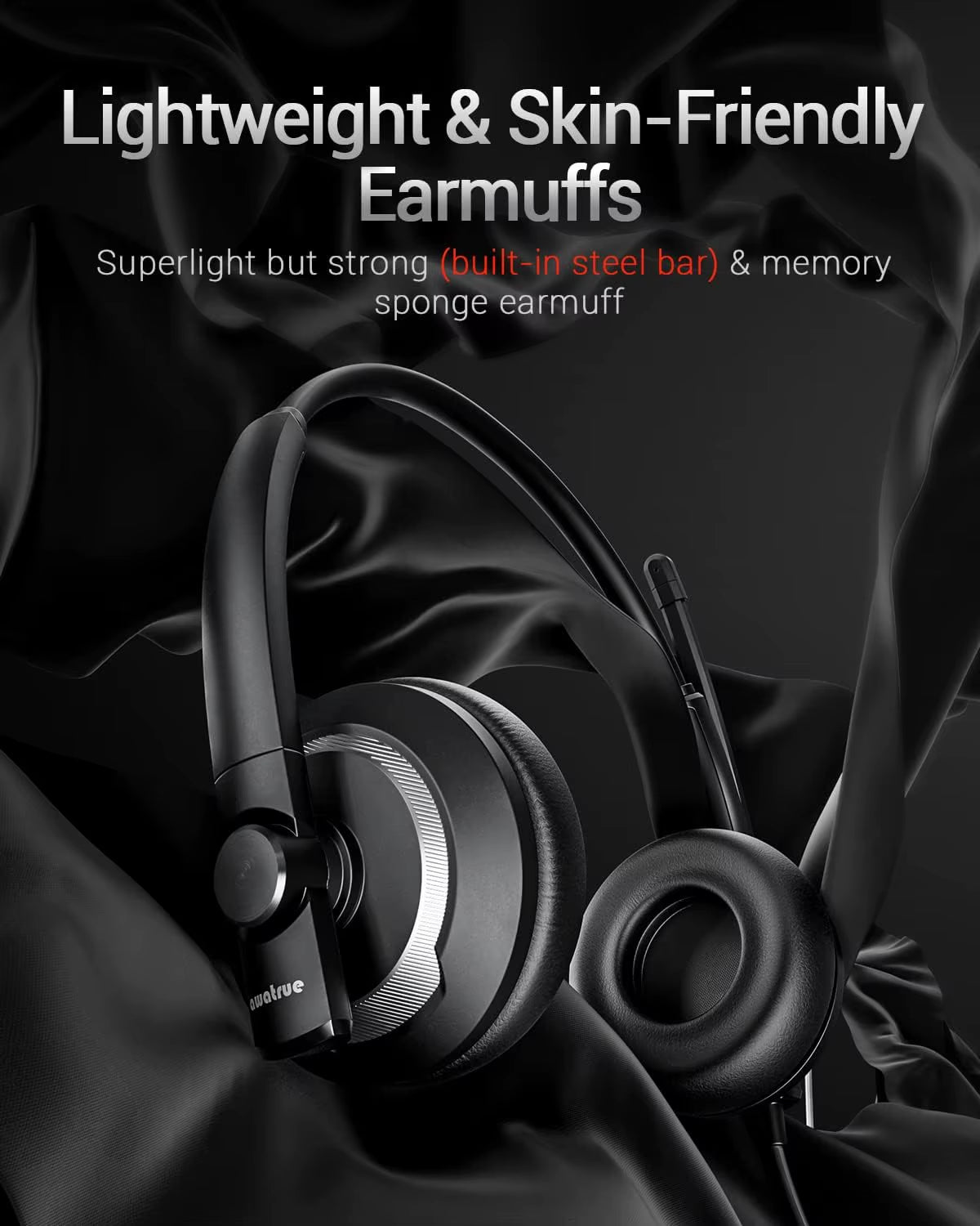 AWATRUE EH05 Wired USB Headset with Noise Cancelling Microphone Lightweight In-Line Control Enhanced Sound for PC Laptop
