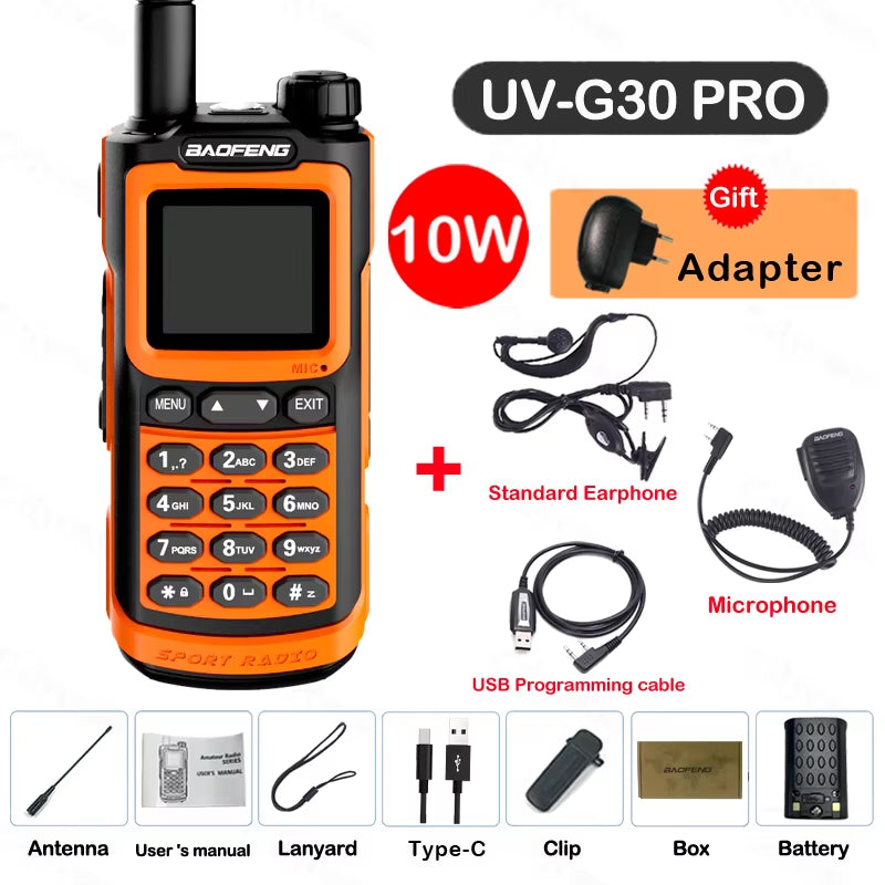 2026  UV-G30 Pro Walkie Talkie Long Range Portable 1000 Channel Ham FM Radios UHF VHF USB-C Charge 2-Way Radio Waterproof