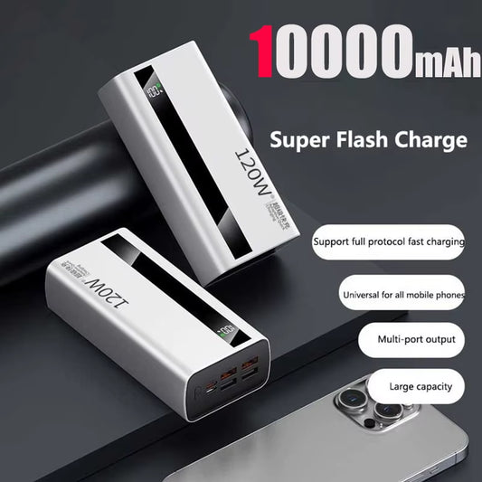 1000000Mah Large Capacity Power Bank Digital Display 120W Fast Charging Outdoor Power Supply for Xiaomi Huawei Iphone