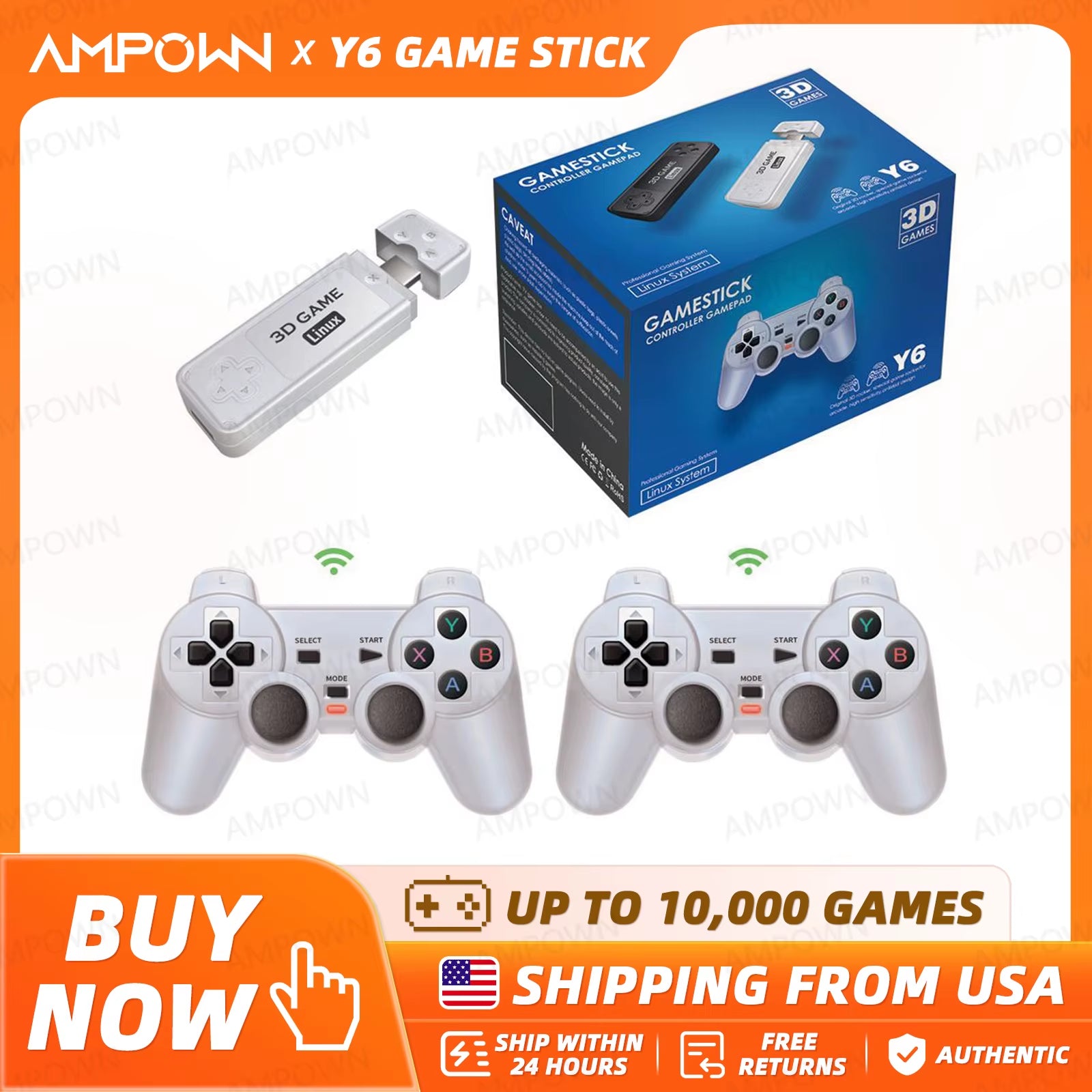Y6 Retro Game Console 4K 60Fps HDMI Output Low Latency GD10 TV Game Stick Dual Handle Portable Home Game Console Kid Gift