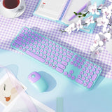 USB & Type C Wireless Keyboard and Mouse Combo for Win 7/8/10 Macbook Pro Air Laptop PC round Key Ergonomic Keyboards