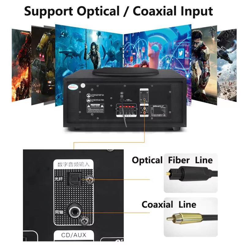 5.1 Home Theater Set 200W Peak Sound Box 8Ω Hifi Bluetooth Speaker 3-Way 3 Inch Active Audio Coaxial Optical USB for Home KTV