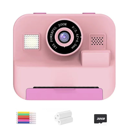 Children'S Digital Instant Print Camera - Educational Thermal Instant Print Camera with 32G Card and 1080P Video Functionality