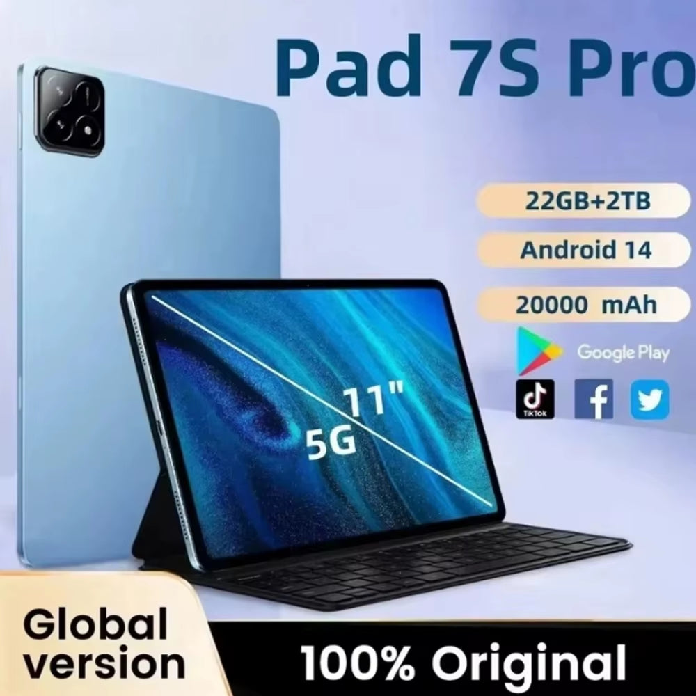 2025 Original Pad 7S Pro Tablet PC 11Inch Snapdragon 8 Gen3 Tab 22GB+2TB Android 14 Tablets 20000Mah 5G Dual SIM Wifi GPS Google