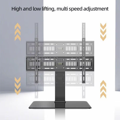 Universal LCD TV Base Stand for 32-65 Inches Desktop Mount Adjustable Height 3-Gear Center Distance Support 45/55/70KG Load