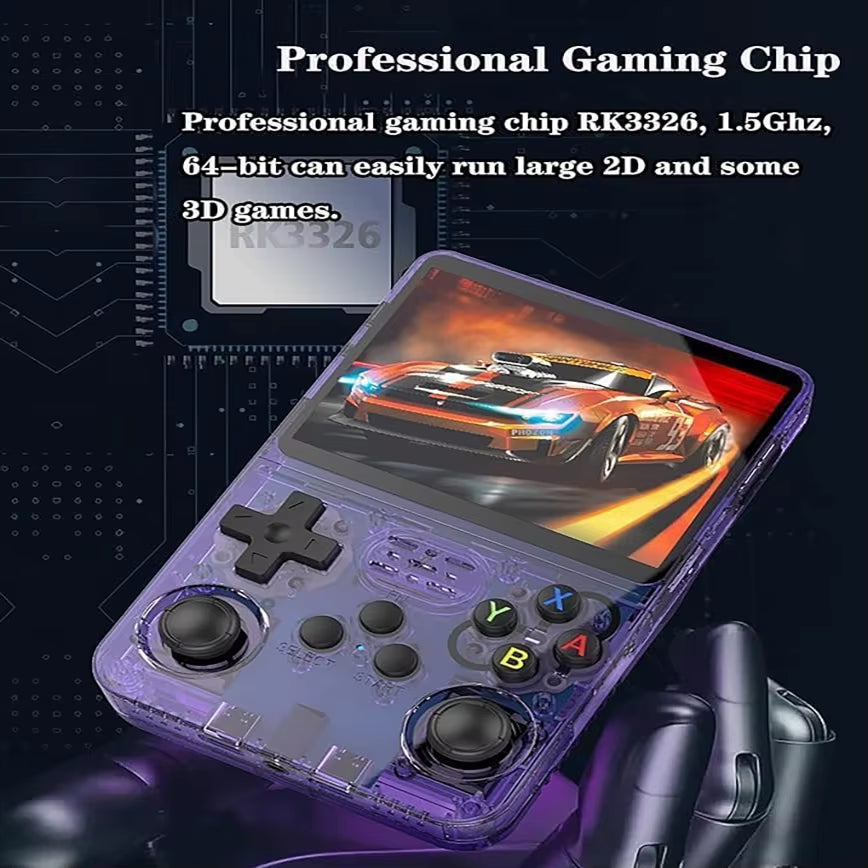 R36S Retro Handheld Game Console 3.5-Inch IPS Screen Video Game Player Built-In 22,000 Games Halloween Gift 128G Purple