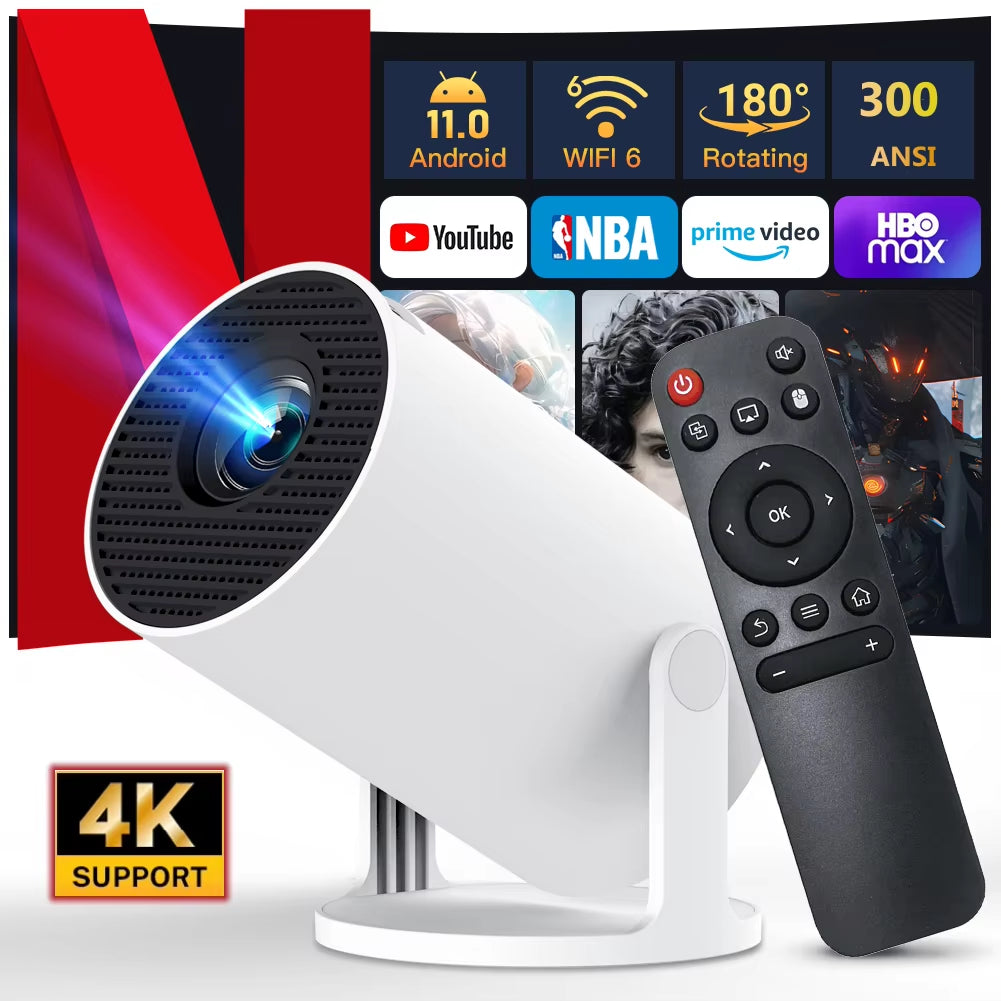 Projector HY300 Pro+ 4K Android 11 Dual Wifi6 300ANSI Allwinner H713 BT5.4 720P Native Outdoor Video Home Theater Cinema