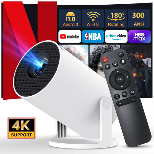 Projector HY300 Pro+ 4K Android 11 Dual Wifi6 300ANSI Allwinner H713 BT5.4 720P Native Outdoor Video Home Theater Cinema