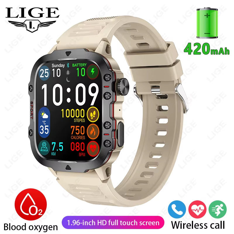 2024 New for Xiaomi Military Smart Watch Men IP68 5ATM Outdoor Sports Fitness Tracker Health Monitor 1.96" BT Call Smartwatch