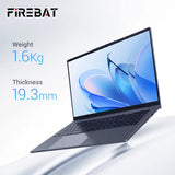 Firebat AT15 Laptop  N150 CPU 15.6 Inch 16GB RAM SSD 1TB Lightweight Business Windows 11 Pro Computer Notebook BT4.2 Wifi5