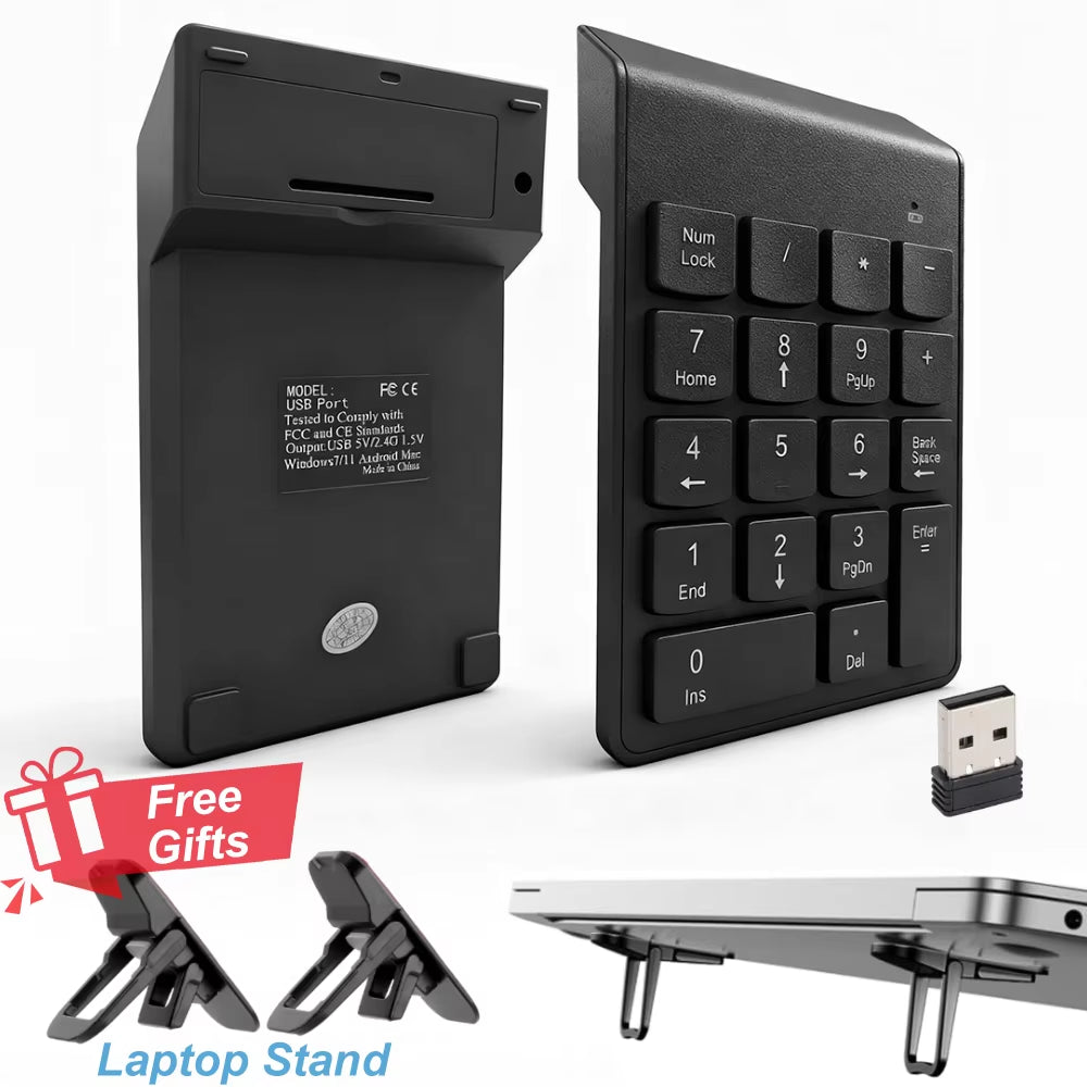 USB Wired Numeric Keypad 18-Key Mini Number Pad Portable 2.4G Wireless Digital Keyboard for Imac Macbook Laptop PC Notebook