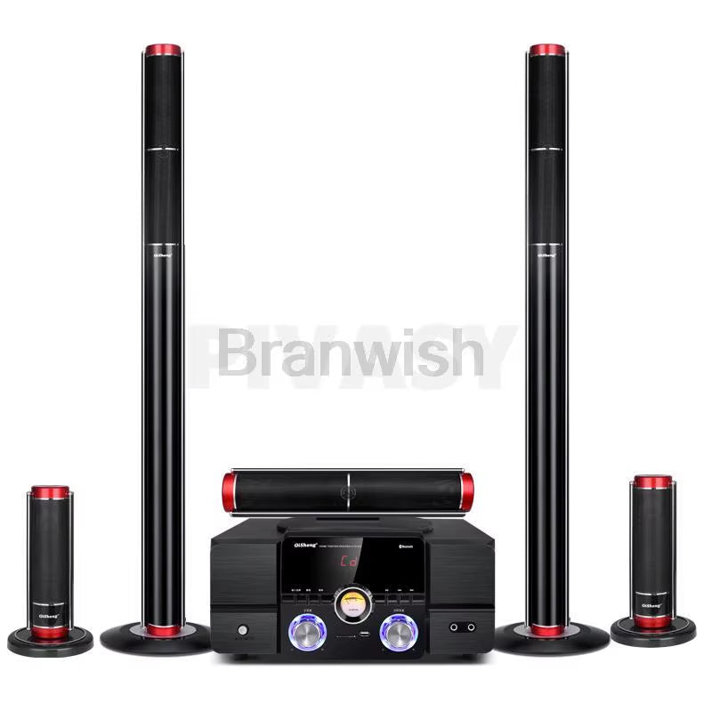 5.1 Home Theater Set 200W Peak Sound Box 8Ω Hifi Bluetooth Speaker 3-Way 3 Inch Active Audio Coaxial Optical USB for Home KTV