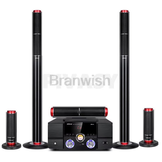 5.1 Home Theater Set 200W Peak Sound Box 8Ω Hifi Bluetooth Speaker 3-Way 3 Inch Active Audio Coaxial Optical USB for Home KTV