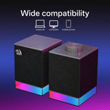 GS517 RGB Computer Speaker - 2.0 Stereo Sound System with BT & USB Dual Connectivity, 8 RGB Lighting Effects