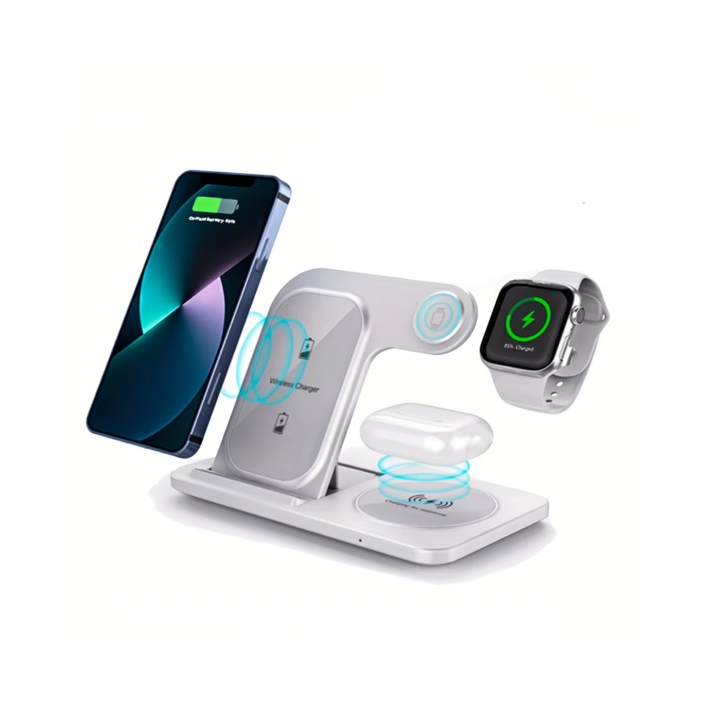 30W LED Fast Wireless Charger Stand 3 in 1 Foldable Charging Station,For Iphone/Apple Watch 9 8 7 6 5/Airpods Pro