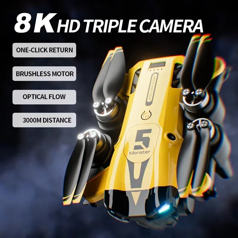 M5 Drone 4K Professional HD Dual Camera 5G Wifi Obstacle Avoidance Brushless Motor Foldable Quadcopter RC Distance Toys Gift