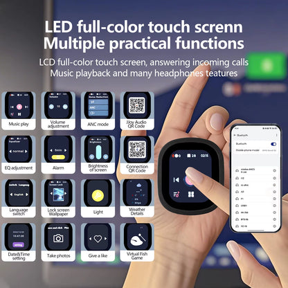 Jh-Anc930Plus Active Noise Cancelling Headphones, Hybrid Wireless Headphone with Multi Magnetic Touch Control LED Screen