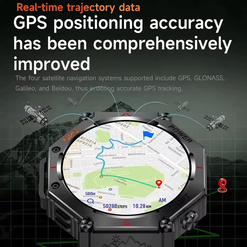GPS Smart Watch Men Built-In GPS Bluetooth Call AI GPT Fitness Tracker Waterproof Military Sports Smartwatch for Men