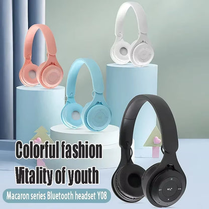 Stereo Y08 Headset 5.3 Bluetooth Headset Folding Wireless Sports Earphone Gaming Headsets Over-Ear Headphones for Android Ios