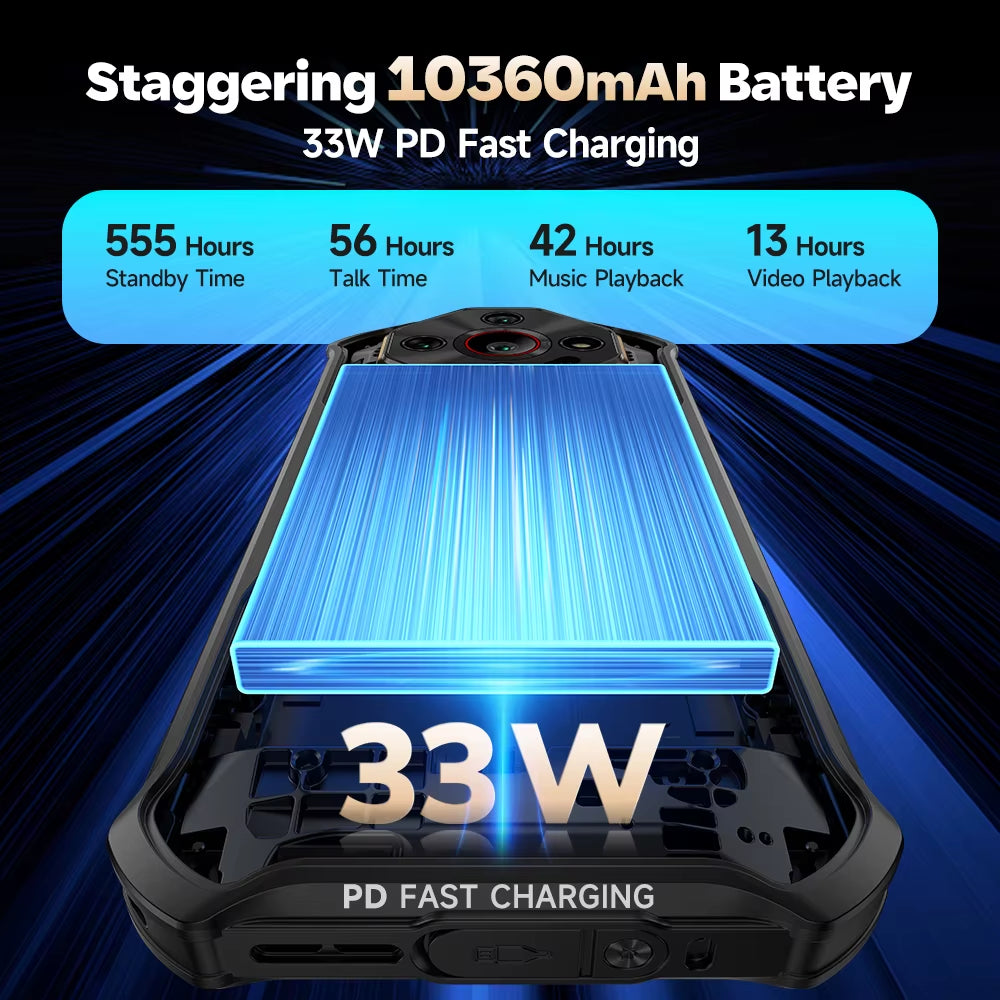 Armor X16 Pro 5G Rugged Phone 10360Mah up to 16GB RAM 256GB ROM 120Hz 6.56" Android Smartphone with Google Gemini