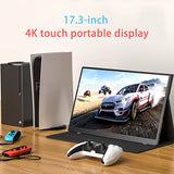 17.3 Inch 4K Touch Portable Monitor PS5 Expansion Screen IPS HD PC Secondary Display 100%DCI-P3 Color Gamut 500Nit Brightness