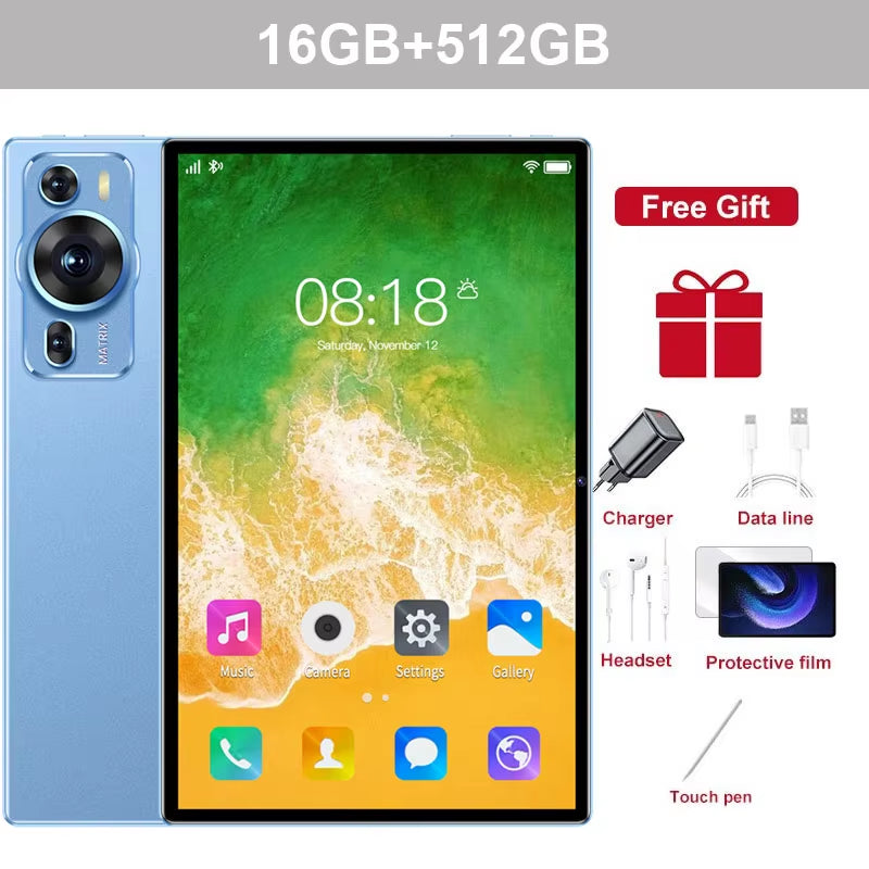 2025 Global Version New Original P60Pro Tablets Android 14 Tab 16GB+1TB 20000Mah High-End 5G Dual SIM Tablet PC with Keyboard