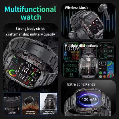 2024 New for Xiaomi Military Smart Watch Men IP68 5ATM Outdoor Sports Fitness Tracker Health Monitor 1.96" BT Call Smartwatch