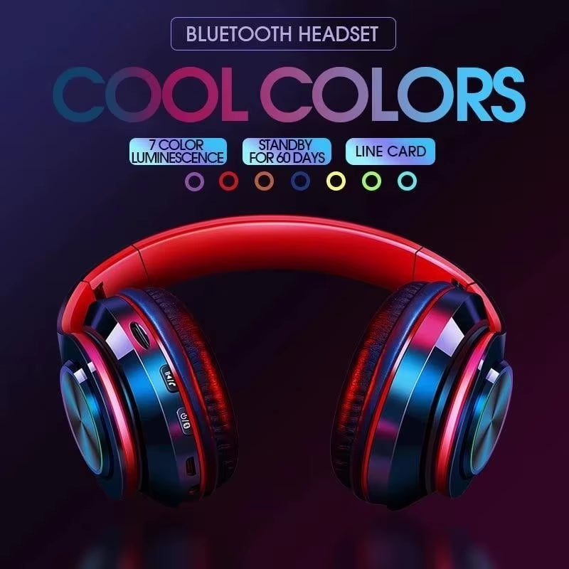 B39 Headphone with Wireless Bluetooth Colorful Light Pluggable Card Game Music Movement Bluetooth Headset for Phone