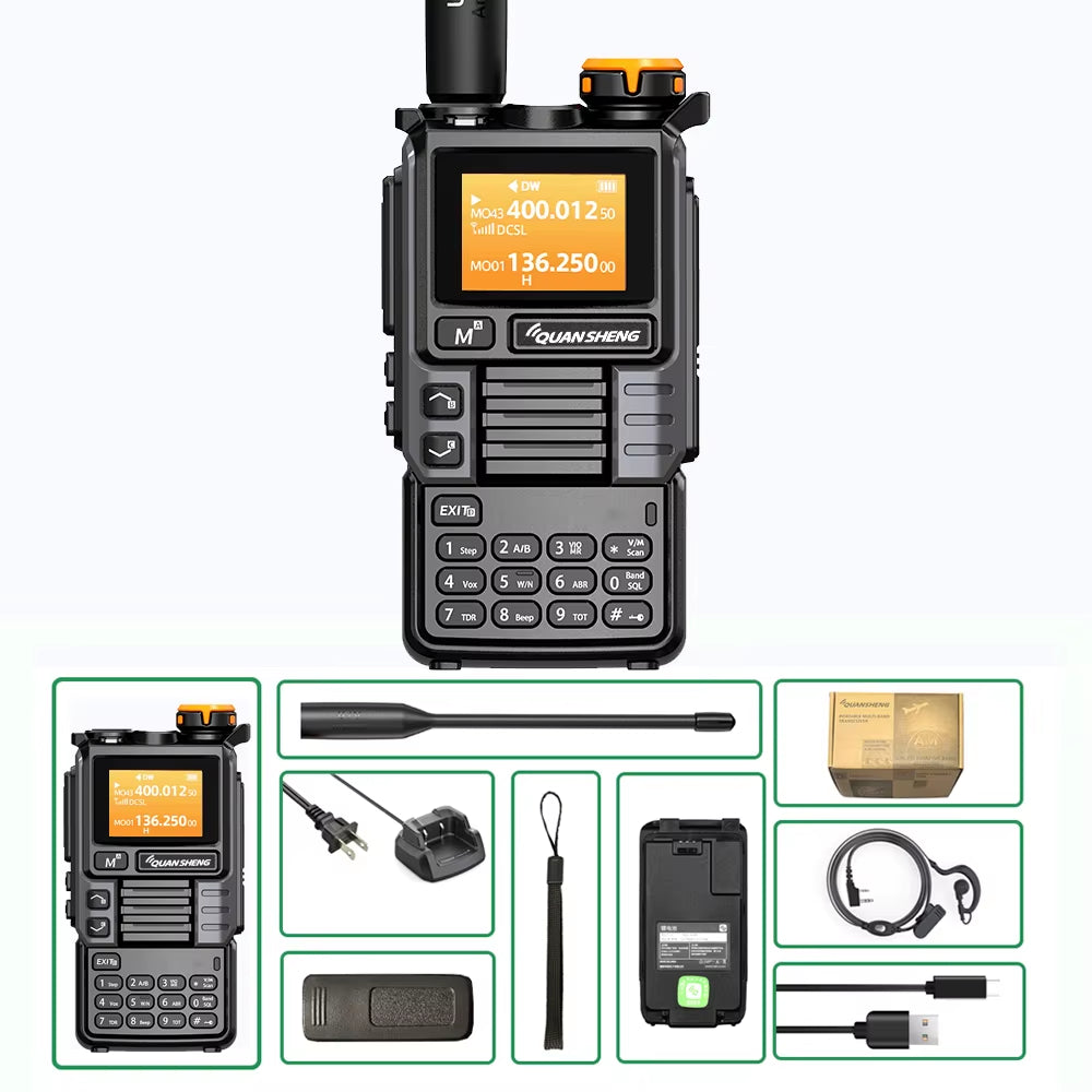 UVK5(99) AM/FM/DTMF Walkie-Talkie 200CH 20-1000MHZ Walkie-Talkie NOAA Weather Forecast with Flash Copy Frequency Tpye-C LCD Disp