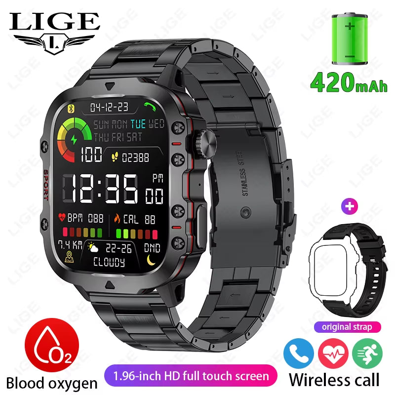 2024 New for Xiaomi Military Smart Watch Men IP68 5ATM Outdoor Sports Fitness Tracker Health Monitor 1.96" BT Call Smartwatch