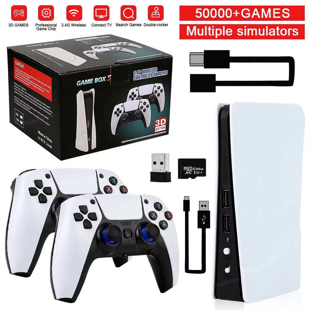 GB5 Video Game Console 256GB/128GB/64G 50000 + Retro Games HD TV Game Box 5 Two Gamepads for PS1/PPSPP/MAME Arcade Gaming Stick