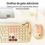 Wireless Connection Cute Cat Shape Mixed Color Keycaps Ergonomic Miaomeng plus Keyboard and Mouse Set