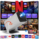 Smart Projector Native 1080P Support 4K, 390 ANSI HD Brightness, Android 11.0, Wifi 6, Auto Focus & Keystone Correction
