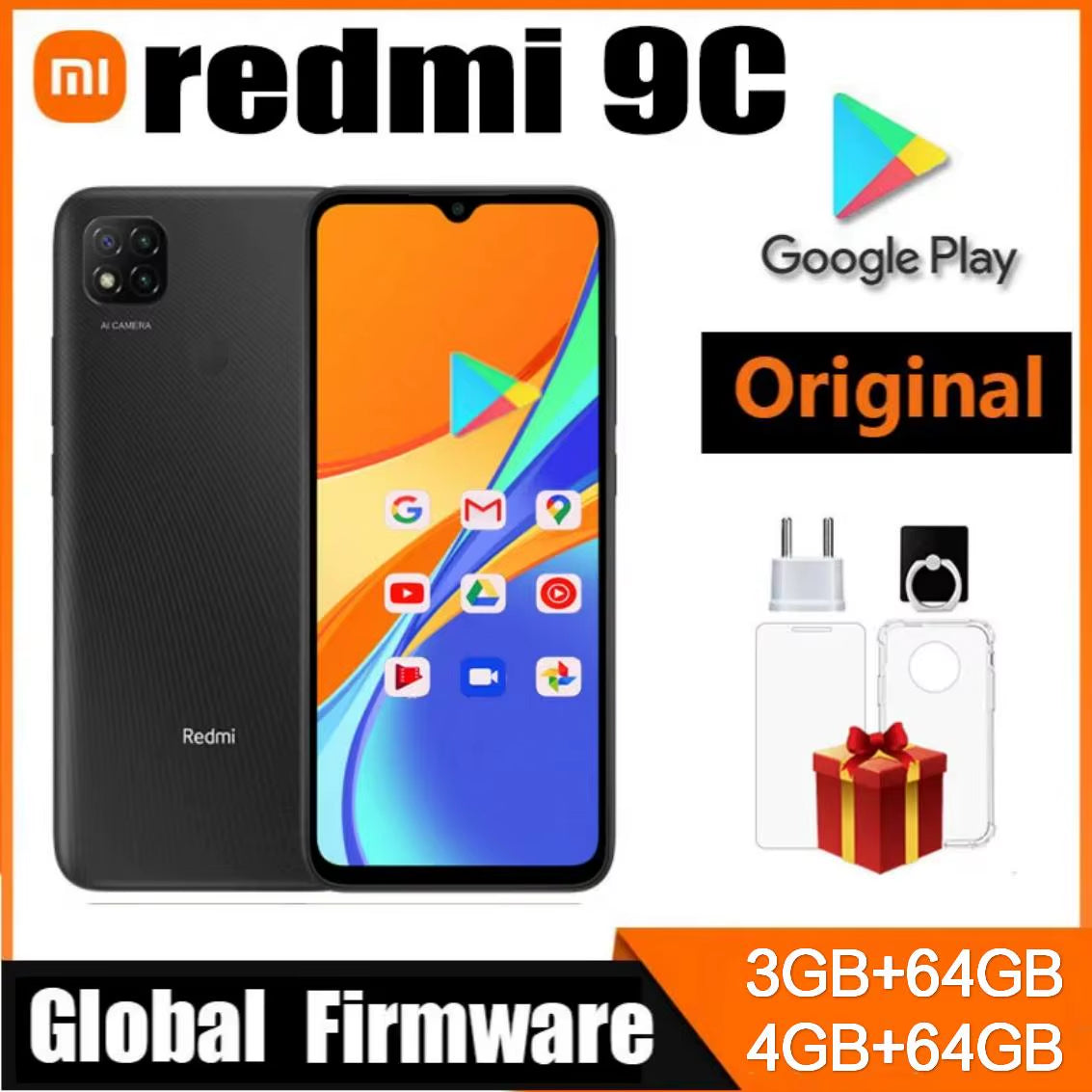 Global Rom  Redmi 9C Smartphone 4GB RAM 128GB ROM Mediatek Helio G35 6.53 Inch Android 10 13MP Camera 5000Mah Cellphone