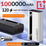 1000000Mah Large Capacity Power Bank Digital Display 120W Fast Charging Outdoor Power Supply for Xiaomi Huawei Iphone