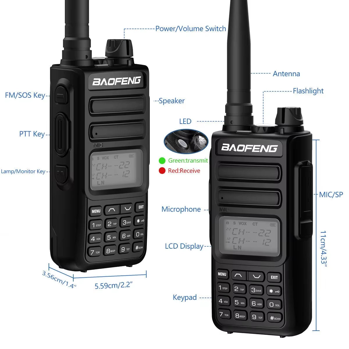 TH-15S TH 15S Ham Handheld Radio 5W Uhf Vhf Two Way Radio Long Range Handheld Dual Band Walkie Talkie