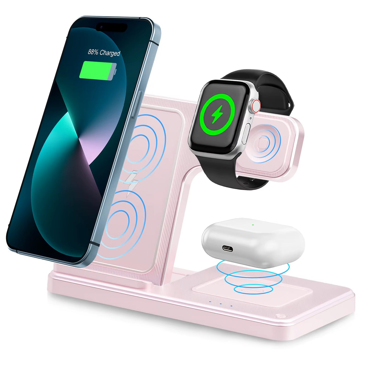 3 in 1 Magnetic Wireless Charger Stand 15W Fast Charging Dock Station Multiple Devices for Iphone 15 14 13 8 Apple Watch Airpods