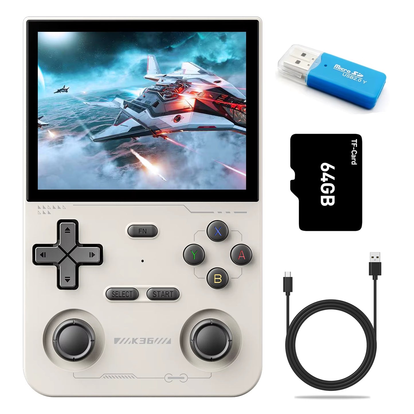 K36 Handheld Game Console 3.5Inch IPS 640X480 Screen Built in 64GB Card Support Two Game Consolesto Play Together Online