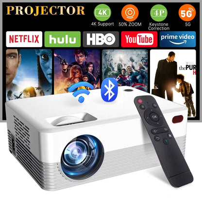 Smart LED Projector HD 1280X720P 5G Wifi Android 10 BT5.0 H700 Home Theater Outdoor Support Parsing 4K Mini Portable Projector
